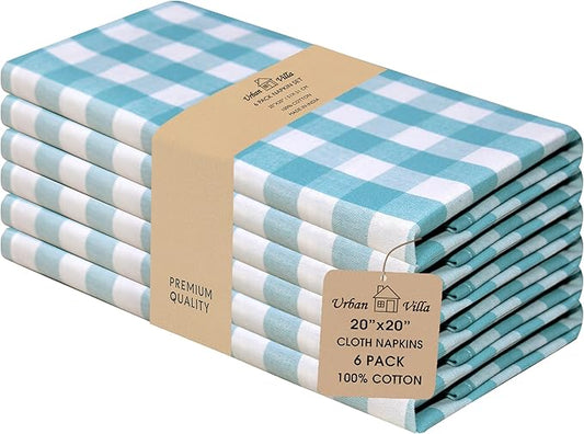Urban Villa Cloth Napkins Cotton 20x20 (Set of 6) Aqua by CottonTrends