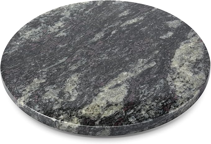12'' Black Marble Lazy Susan for Dinning, Marble Turntable for Kitchen Counter, Lazy Susans Organizer for Cabinet, Serving Rotation Spinning Tabletop Organizer Swiveling, Spice Rack Storage by Koville