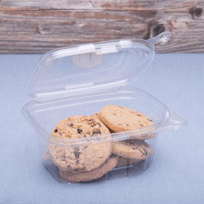 Karat 16oz PET Tamper Resistant Hinged Deli Container [200 ct] - Plastic Clamshell Food Containers, Easy Open Pull-Tab for Restaurants & Takeout - Image 2