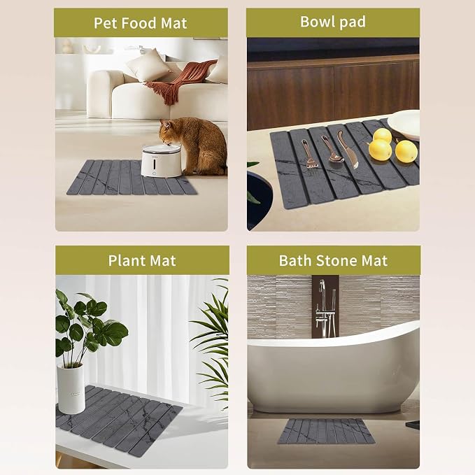 Stone Dish Drying Mat for Kitchen Counter, Large Foldable Marble Quick Dry Diatomaceous Earth Mat with 4 Stone Coasters Set, Ultra Absorbent Collapsible Drying Pad for Bathroom - Image 8