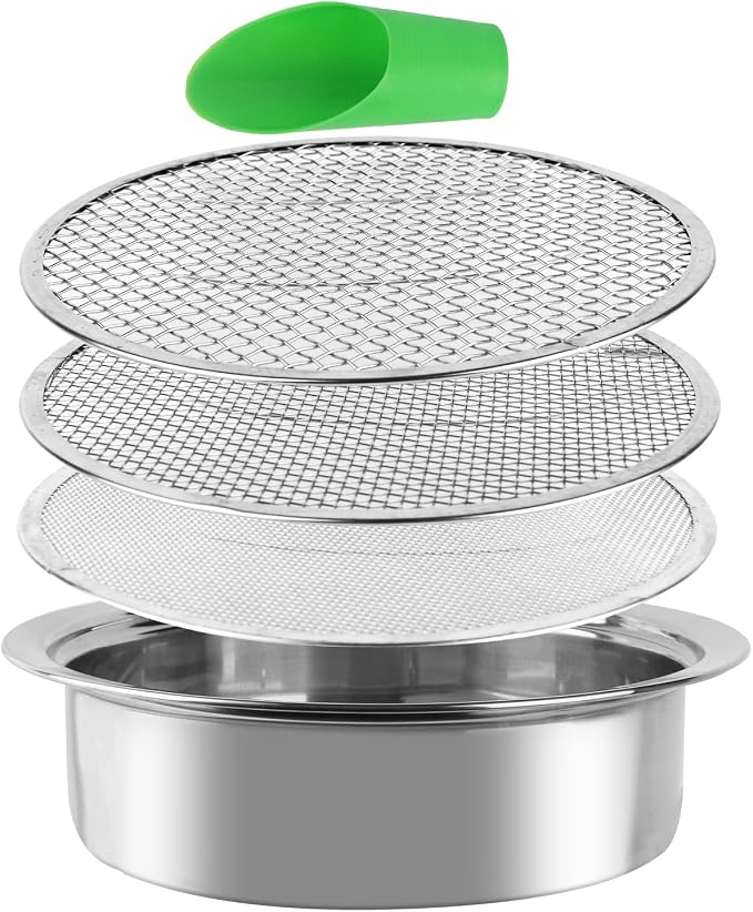 Heavy Duty Stainless Steel Garden Soil Sifter Compost Screen - 3 Sizes | Fine/Medium/Coarse Mesh for Sifting Compost,Dirt,Rocks,Rotary Tool&Compatible, Home Garden Sieve for Gardening & Landscaping by AKAKD