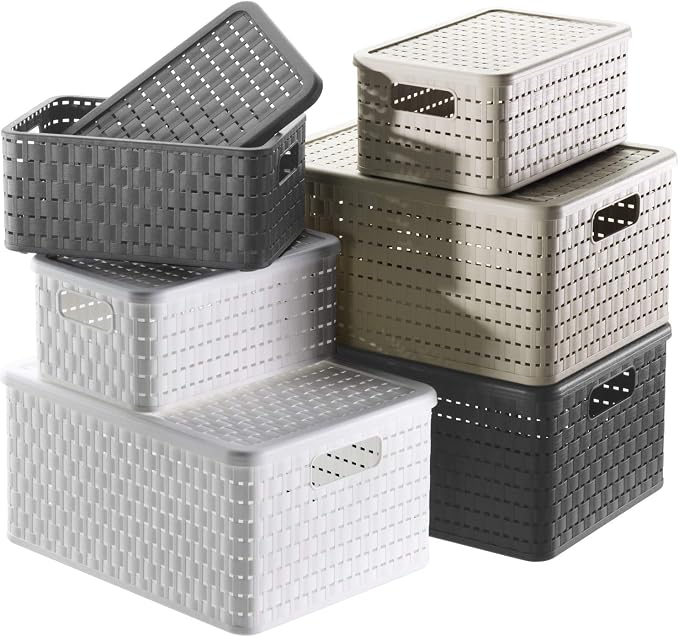 Rotho Country Set of 3 Storage Baskets 18 l, 3 x A4/18l (36,8 x 27,8 x 38,5 cm), Cappuccino - Image 5