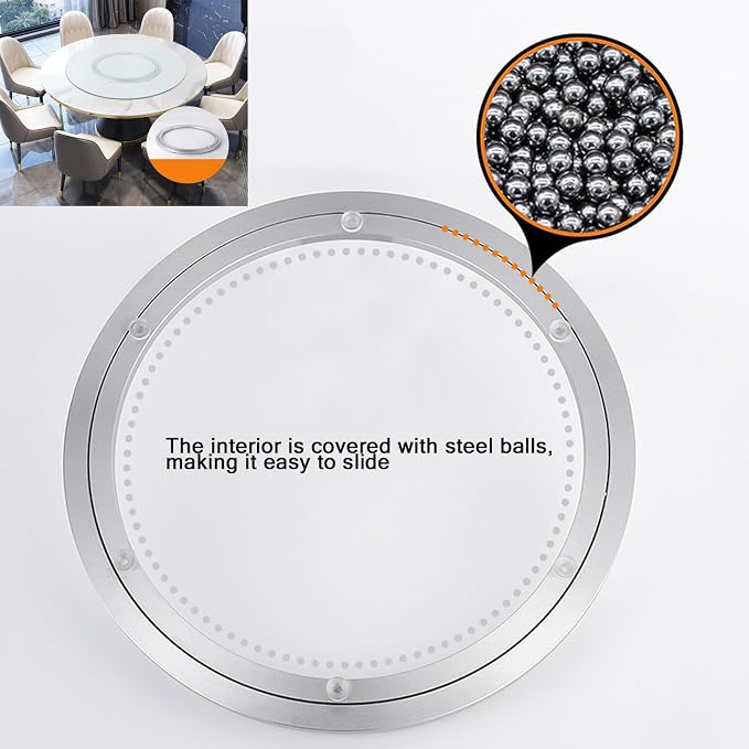Lazy Susan Non-Slip Bearing Rotating Turntable Bearings Swivel Plate Hardware Aluminum Metal for Dining-Table and Workbench (10 Inchs) … …, silver - Image 2