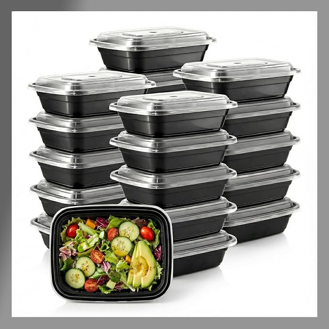 Meal Prep Containers [10 Set] x [16 oz] with Lids, 1 compartment, Stackable, Reusable, Leakproof, Food Safe, Microwave, Freezer & Dishwasher Safe for Food Prep Storage Bento (10 Set, 16 oz) by Pokanic%C2%AE