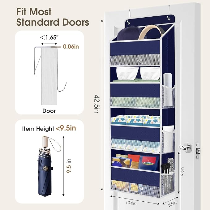 2 Pcs Over The Door Organizer Large Capacity Hanging Storage Room Organizer | 40 lb Capacity, Ultra-Sturdy, Foldable, Mesh Design with Clear Window, Space-Saving Organizer for Pantry, Nursery & Closet - Image 2