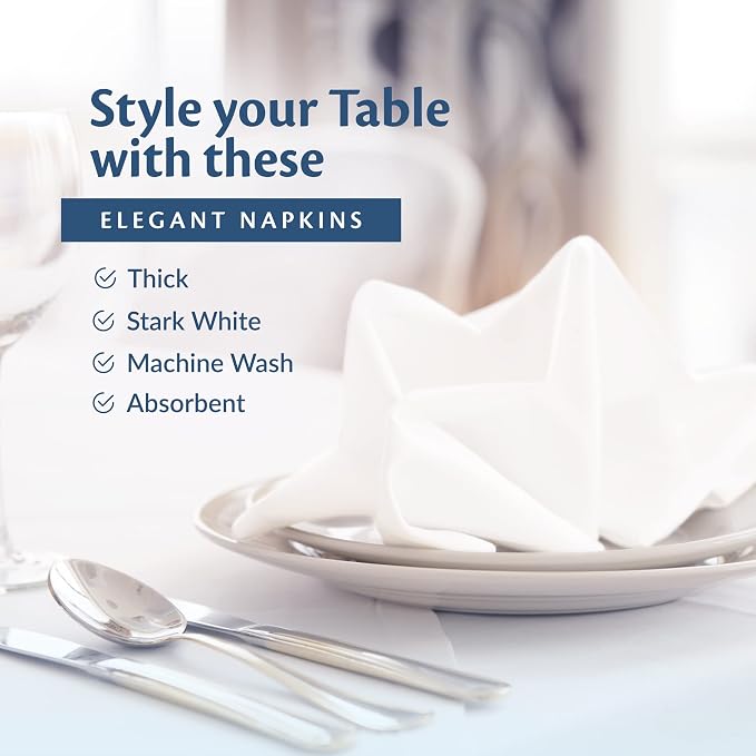 White Cloth Napkins 20" X 20" Bulk Sets, Restaurant Quality | Elegant Clean-lined Hemmed Edges, Square, For Weddings, Hotels, Restaurants, And Classy Home Dinners - Image 4