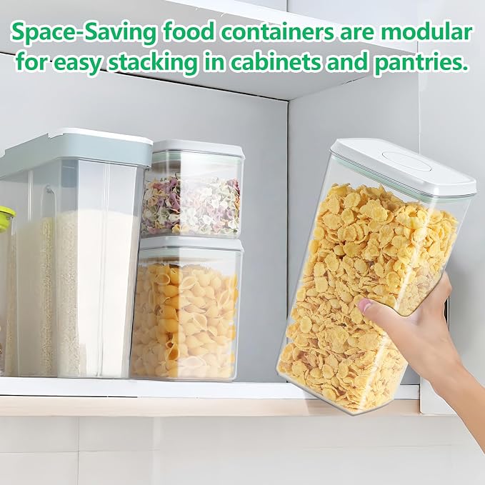 3 Pack Pasta Sugar Storage Containers with Pop-up Lid 1.26 + 2.11 + 3.48 Qt | Airtight Food Storage Container for Flour, Rice, Spaghetti, Nuts, Snack, Candy, Dog Treat, Kitchen Pantry Organization - Image 7