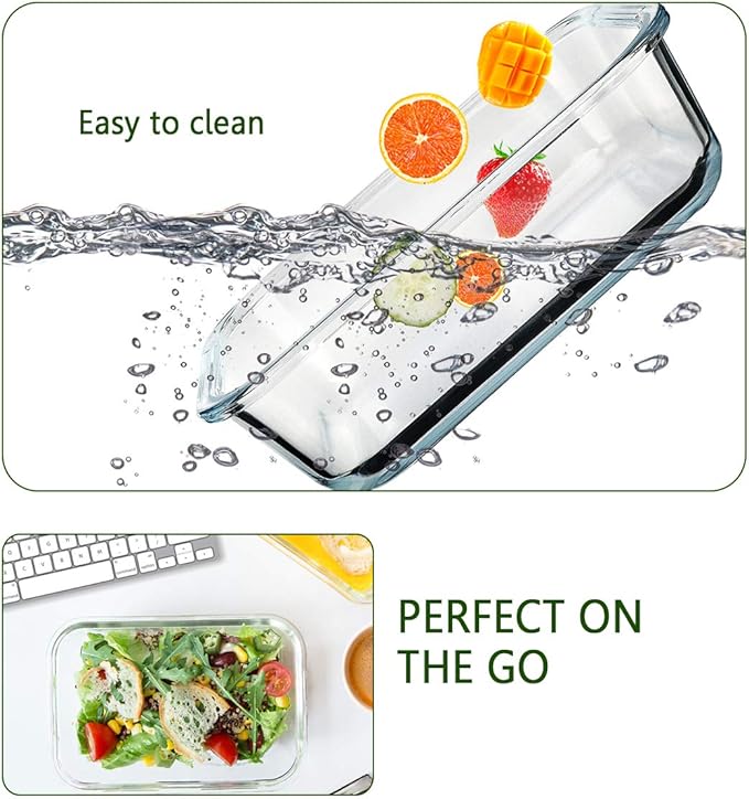 M MCIRCO 8 Pack,30 oz Glass Food Storage Containers with Lids, Gray | Glass Meal Prep Containers,Airtight Lunch Containers with Lids, Microwave, Oven, Freezer and Dishwasher Friendly, BPA Free - Image 5
