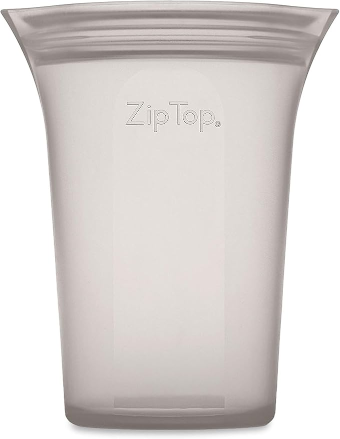 Zip Top Reusable Food Storage Bags | Medium Cup [Gray] | Silicone Meal Prep Container | Microwave, Dishwasher and Freezer Safe | Made in the USA - Image 2