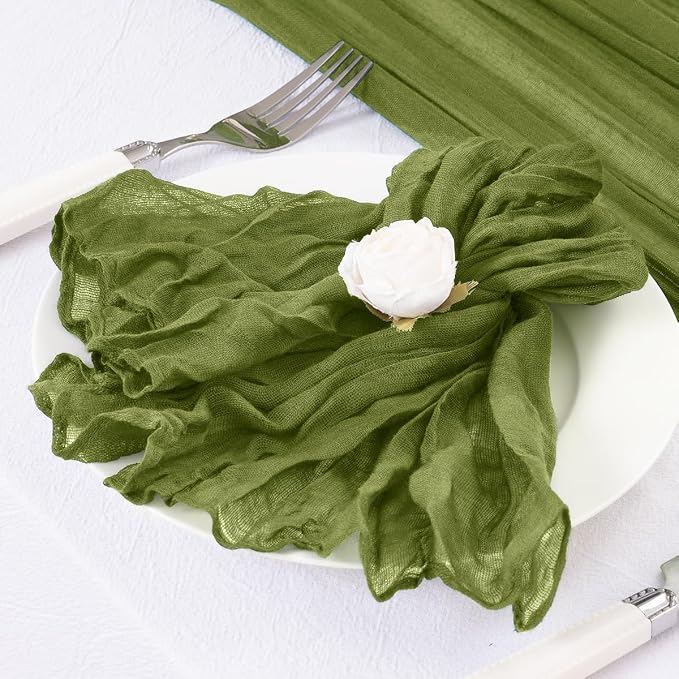 DeZerlor Olive Green Washable Cheesecloth Napkins Set of 50 for Party | Reusable Cloth Napkins Bulk, for Wedding Bridal Baby Shower Dinner Cocktail Birthday Home, 21x21 Inches - Image 7