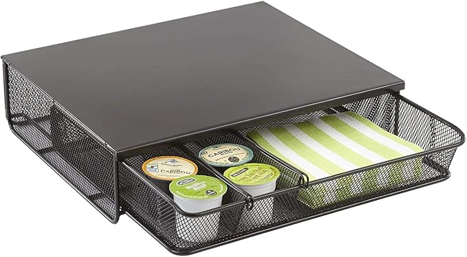 Safco Coffee and Sugar Organizer 3274BL Hospitality Tray, Home, Office, & Hotel, 1 Drawer, Black, 12"W x 11"D x 3 ¼"H - Image 4