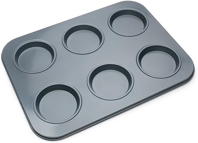 Fox Run Large Muffin Top Pan, 6 Cup Nonstick Muffin Top Baking Tin | Nonstick For Easy Release & Cleaning | Carbon Steel Pan Evenly Bakes | Makes 6 Muffin Tops or Burger Buns | Baking Gadget by foxrunbrands