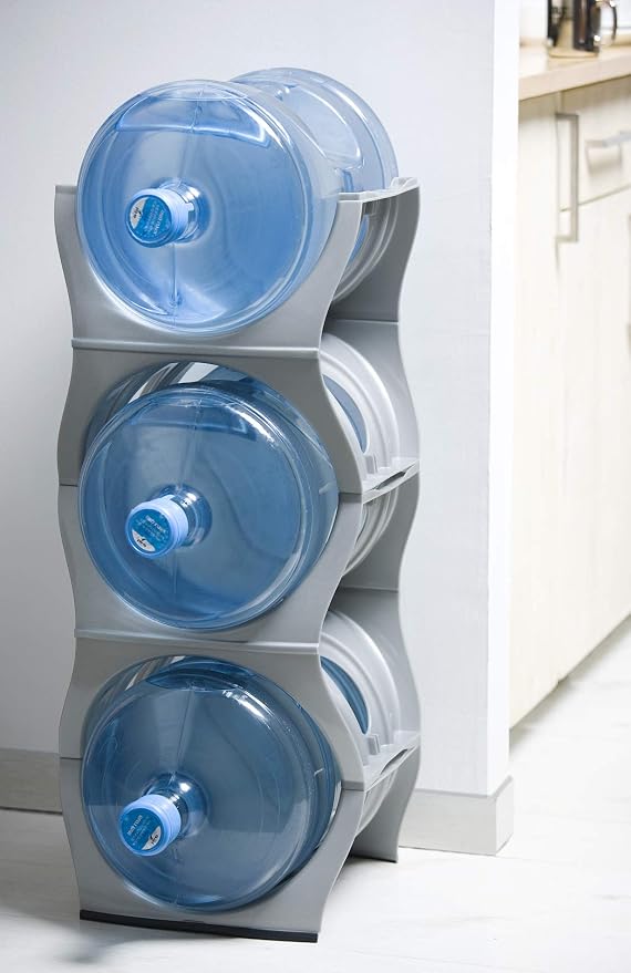 Stackable Water Bottle Storage Rack Best Water Jugs 5 Gallon Organizer. Jug Holder for Kitchen, Cabinet and Office Organizing. Reinforced Polypropylene (Coal Black, 3 No Shelf) - Image 6