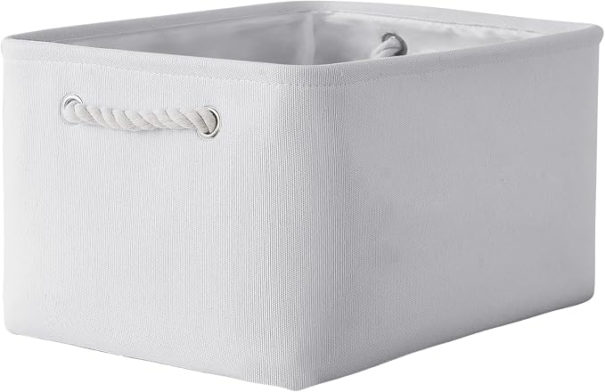 Fabric Storage Bin, Large 1 Pack 15.7L*11.8W*8.3H Storage Basket for Home Storage and Organization, Shelf Basket with Cover for Living Room Bedroom Closet（White by TheWarmHome
