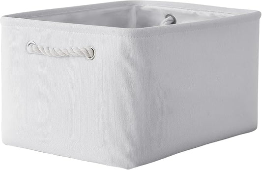 Fabric Storage Bin, Large 1 Pack 15.7L*11.8W*8.3H Storage Basket for Home Storage and Organization, Shelf Basket with Cover for Living Room Bedroom Closet（White by TheWarmHome