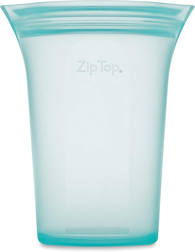 Zip Top Reusable Food Storage Bags | Large Cup [Teal] | Silicone Meal Prep Container | Microwave, Dishwasher and Freezer Safe | Made in the USA - Image 2