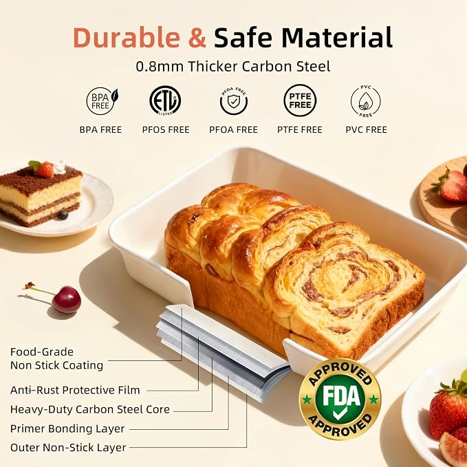 Baking Pans Set Stackable Carbon Steel Bakeware Set for Kitchen | Howasai 8 Pcs Non Stick Baking Set with Cookie Sheet, Roasting Pan, Cake Pan, Muffin Pan, Cooling Rack, Baking Supplies - Image 3
