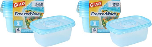 Glad Food Storage Containers, Small Rectangle, 24 Ounces | Freezerware | 4 Count Set | Pack of 2 by GladTrashFoodStorage