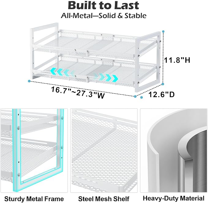 Pantry Can Organizer - Expandable Width, Holds 48 Cans, White | First-In First-Out Flow, Adjustable Width for Soda, Soup and Food Cans, For Pantry Shelf Storage and Easy Restocking - Image 6