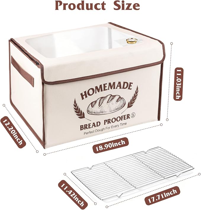 Bread Proofing Box with Shelf,Foldable dough proofing box with 24H Timer | 50-130℉ Temp Control,Space-Saving Dough Proofer for Yogurt, Pizza, Bread Baking - Image 3