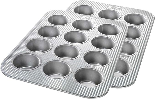 USA Pan Bakeware Muffin Pan, 12-Well, Set of 2, Aluminized Steel by USAPan