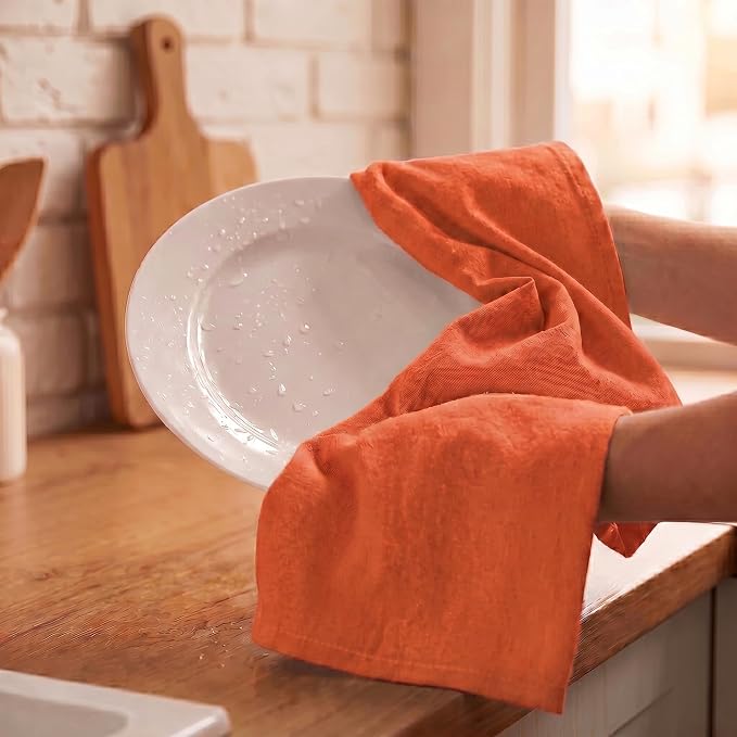 Urban Villa Kitchen Towels Cotton Dish Towels 20”x30” (Set of 6) Orange - Image 7