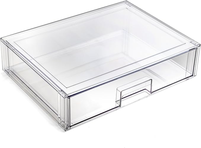 BINO | Stackable Storage Drawers, Shallow X-Large - Clear | THE CRATE COLLECTION | Storage Bins With Drawers Bathroom Organizers and Storage Organization and Storage Under Sink Organizer Vanity Home by BINO