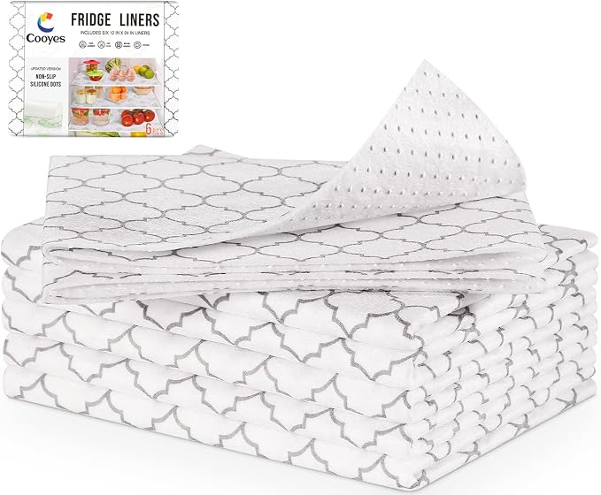 Cooyes 2 in 1 Fridge Liners & Fresh mats for Refrigerator Organizers and Storage, Absorbent Fridge Bin Liners, Home Kitchen Gadgets Accessories Organization Must Haves for Freezer Shelf Drawer Cabinet by Cooyes
