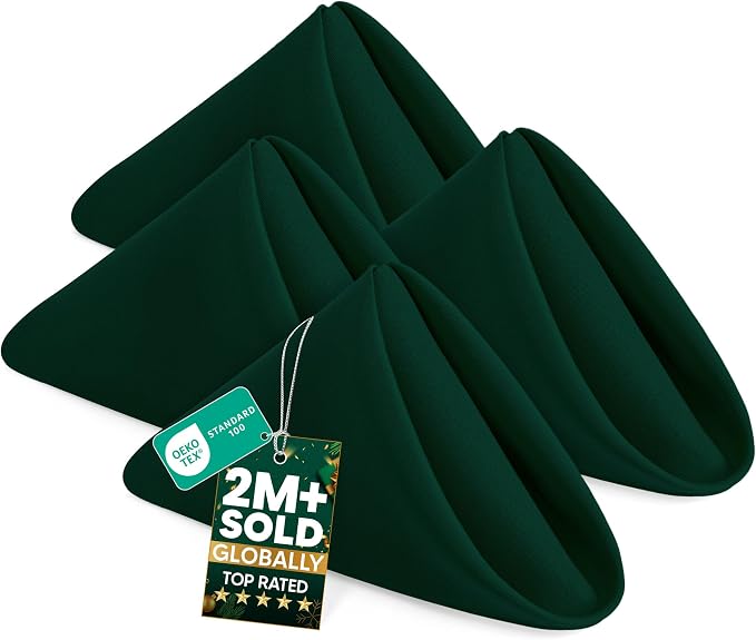 Utopia Home [24 Pack, Hunter Green] Cloth Napkins 17x17 in, 100% Polyester | Hemmed Edges, Washable and Reusable Ideal for Parties, Weddings and Dinners by UTOPIAHOME