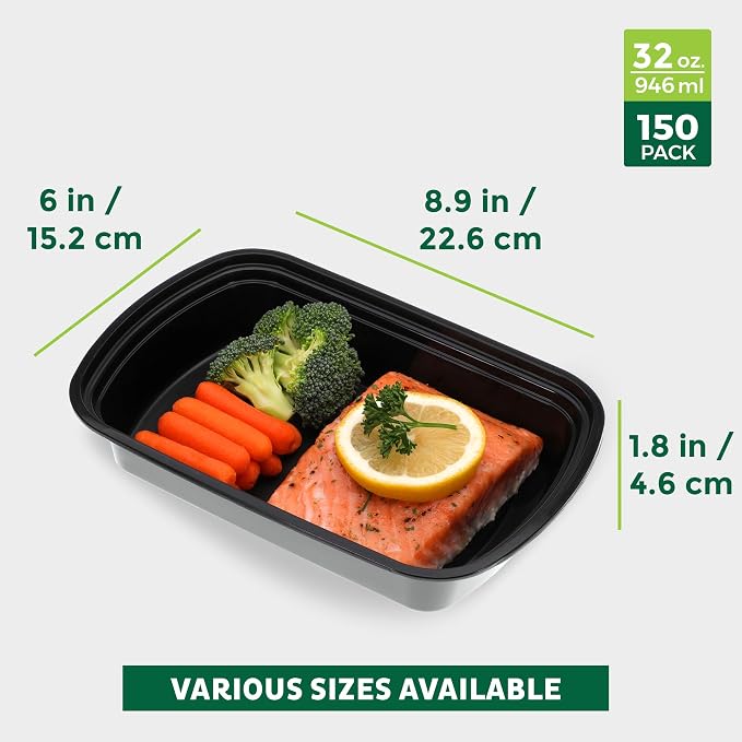 Freshware Bento Box Meal Prep Container, 32, 1-Compartment, 150-Pack, 32 ounce - Image 4