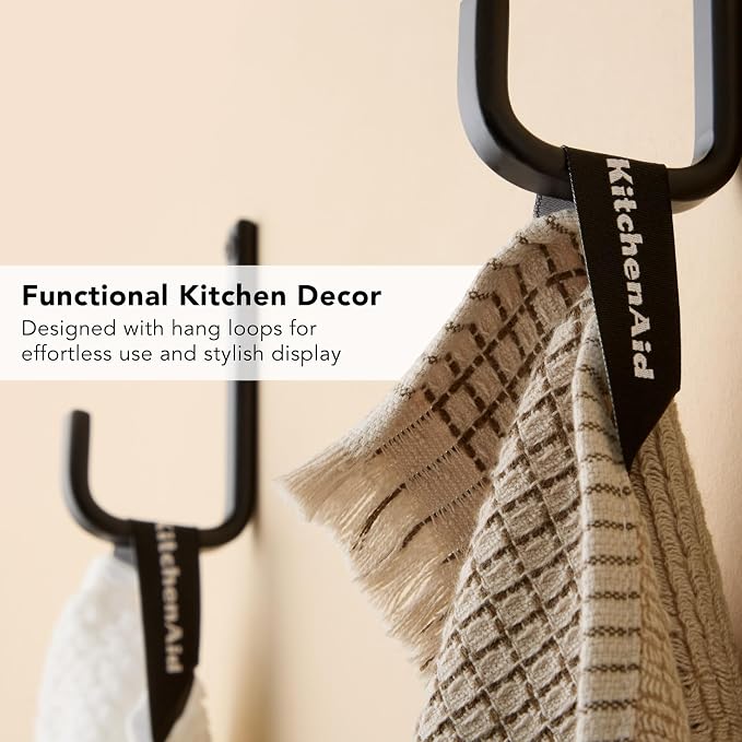 KitchenAid Gourmet Series Gridlines Kitchen Towels 3-Pack Set, 100% Cotton Absorbent, Milkshake Tan, 18"x28" - Image 6