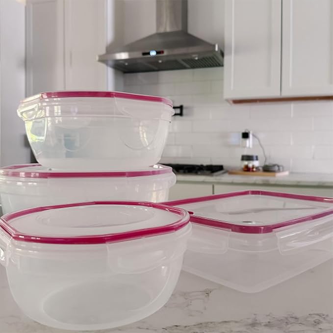 Sterilite Ultra-Seal 4.7 Qt Bowl, Large Airtight Food Storage Container, Latching Lid, Microwave and Dishwasher Safe, Clear With Red Gasket, 16-Pack - Image 7