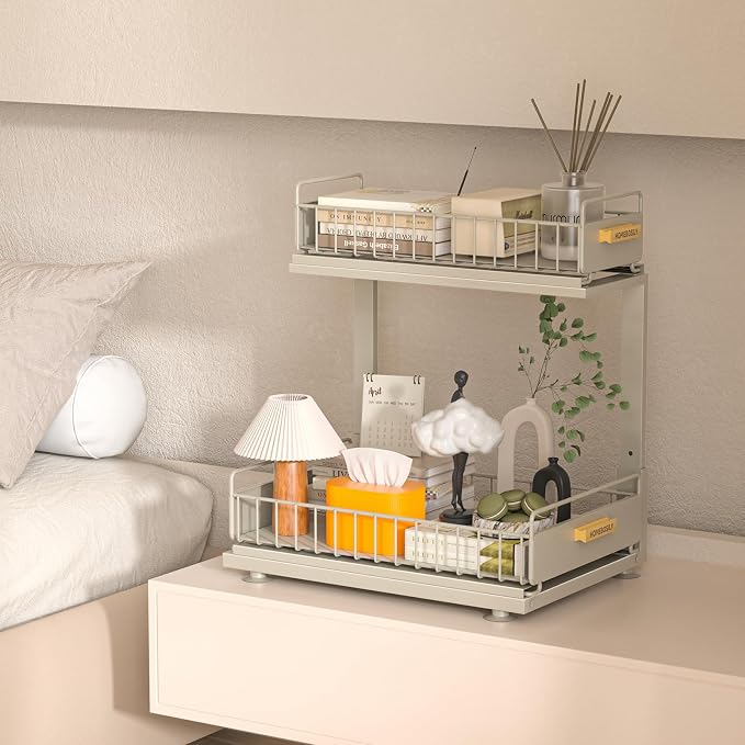 Under Sink Organizer, Pull Out Kitchen Cabinet Organizer 2 Tier Slide Out Under Sink Organizers and Storage, Sink Shelf Cabinet Storage Shelves for Kitchen Bathroom Pantry, Grey - Image 5