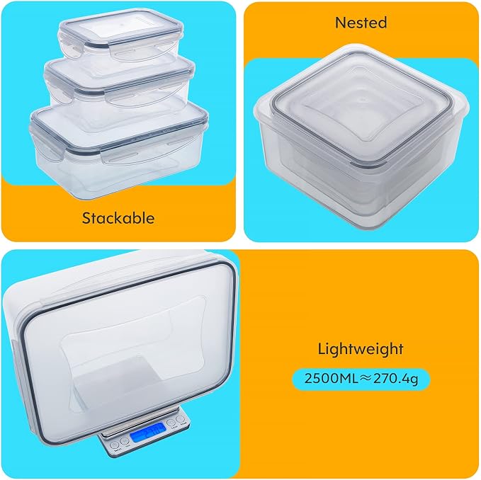 34 PCS Food Storage Containers with Lids Airtight(17 Lids &17 Containers) - Microwave/Dishwasher Safe 100% Leakproof Storage Containers for Meal Prep Kitchen Storage Organization with Labels & Pen - Image 5