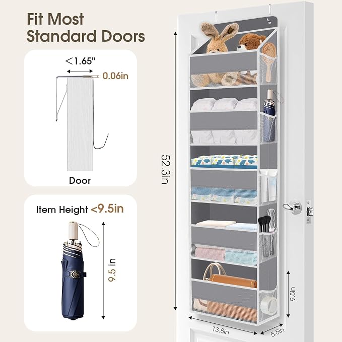 2 Pcs Over The Door Organizer Large Capacity Hanging Storage Room Organizer | 40 lb Capacity, Ultra-Sturdy, Foldable, Mesh Design with Clear Window, Space-Saving Organizer for Pantry, Nursery & Closet - Image 2