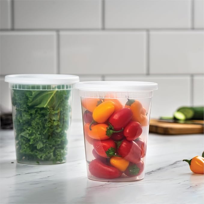 [240 Sets - 32 oz.] Clear Plastic Deli Food Storage Containers with Airtight Lids - Soup Containers - Bulk Pack - 240/Case - Stack Man Brand - Image 3