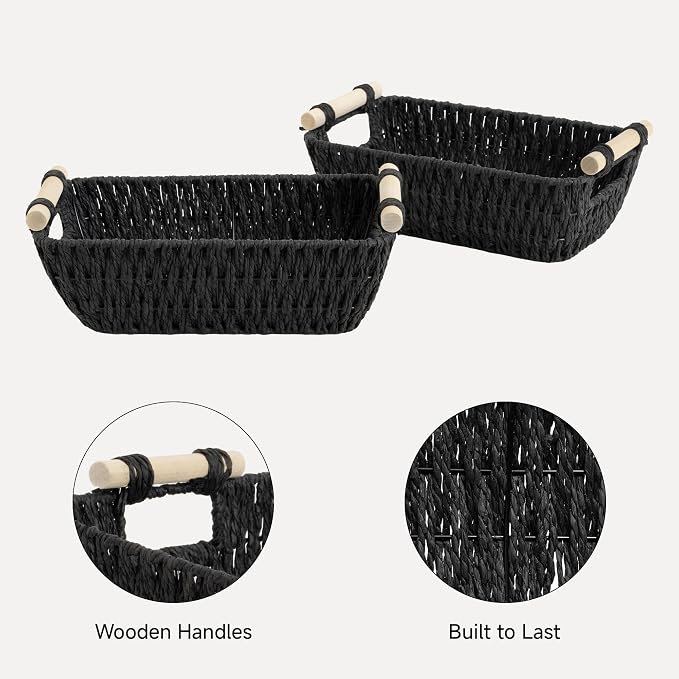 Storageworks Small Storage Basket, Organizing Baskets For Shelf, Black - Image 4