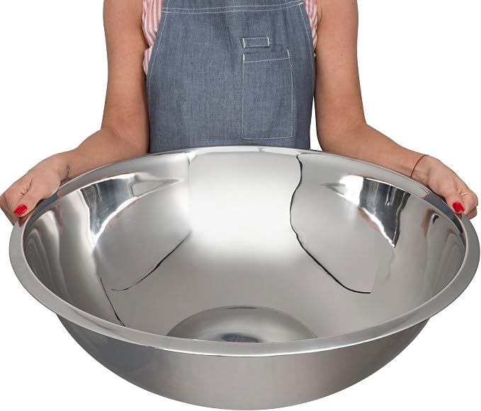 30 Quart Large Stainless Steel Mixing Bowls Set, 3-Pack, Nesting Bowls | Extra Large Commercial Grade Metal Bowls for Meal Prep, Baking, Serving, Food Storage. Rustproof & Dishwasher Safe - Image 4