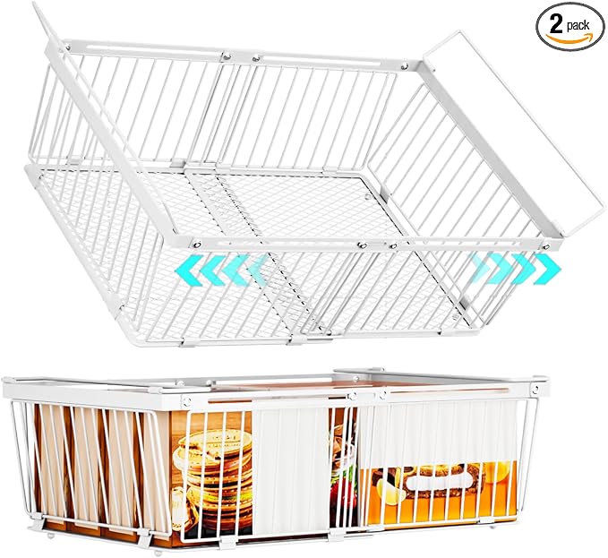 Large Freezer Organizer Bins for 10 to 20 Cu.Ft,2 Pack , Leak-Proof Bottom | ANJUBANFreezer Organizer Bins, Stackable,expandable,foldable,With handle Wire Storage Container Baskets for Sort Frozen Meats by ANJUBAN