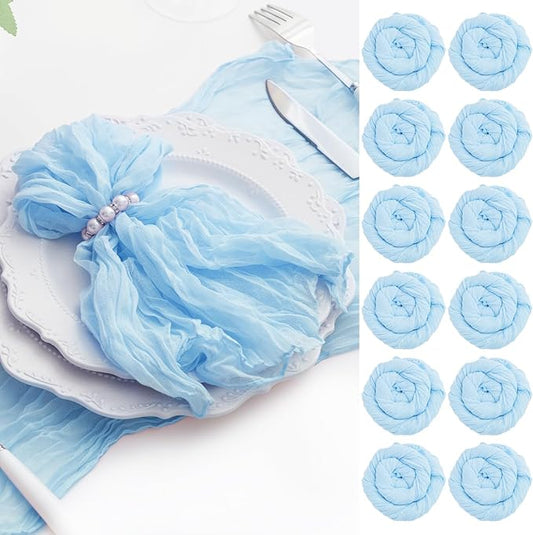 Baby Blue 60 Pack Cheesecloth Napkins Washable 21x21 Inches Baby Blue Cloth Napkins Set of 60 Bridal Baby Shower Dinner Table Napkins for Wedding Rustic Boho Cotton Gauze Summer Party Table Decor by FoliafeelHome