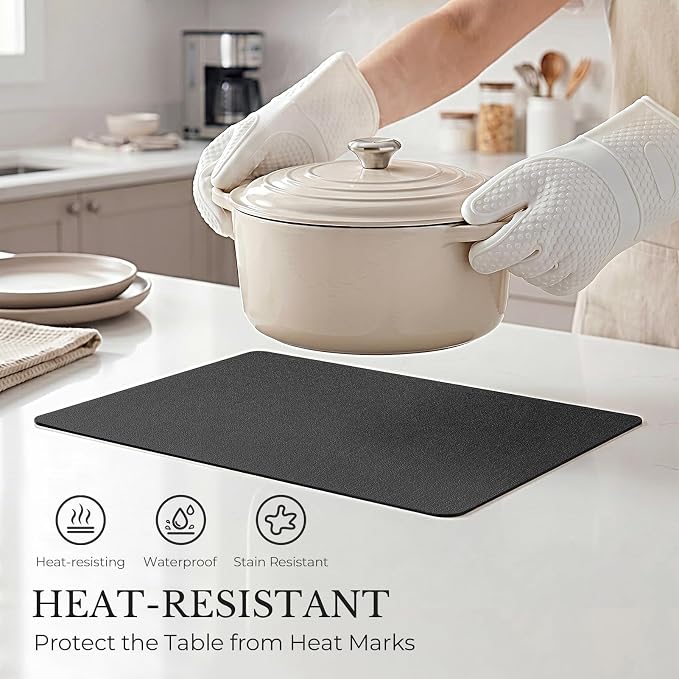 Romanstile Vinyl Placemats Set of 6, Reversible Faux Leather Heat Resistant Wipeable Table Mats, Waterproof Washable Non-Slip Table Placemats for Dining/Kitchen/Party/Outdoor (Black, 12" x 17") - Image 3