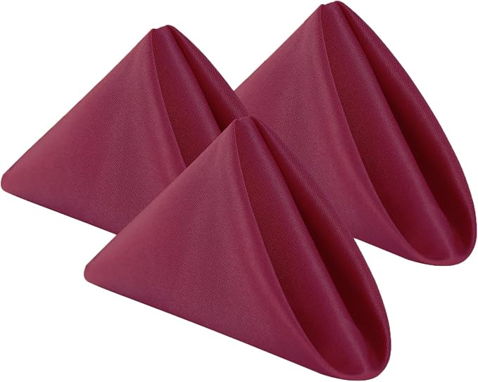 Bailarina Cloth Napkins Set of 80,17x17 inches Dinner Napkins Cloth Washable,Polyester Square Table Cloth Napkin Bulk with Hemmed Edges Ideal for Banquets, Parties and Weddings-Burgundy by Bailarina