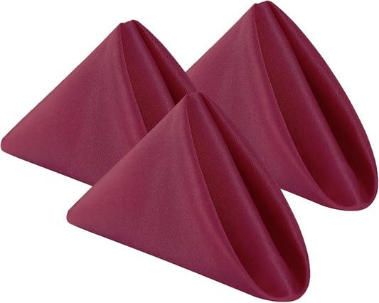 Bailarina Cloth Napkins Set of 40,17x17 inches Dinner Napkins Cloth Washable,Polyester Square Table Cloth Napkin Bulk with Hemmed Edges Ideal for Banquets, Parties and Weddings-Burgundy by Bailarina