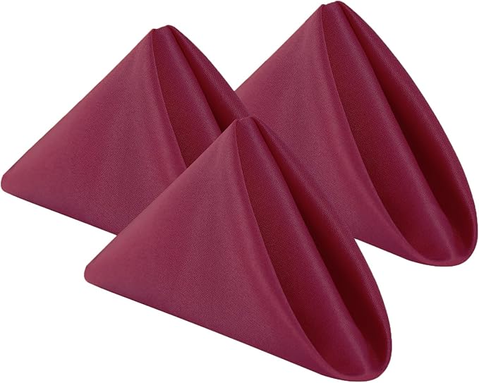 Bailarina Cloth Napkins Set of 40,17x17 inches Dinner Napkins Cloth Washable,Polyester Square Table Cloth Napkin Bulk with Hemmed Edges Ideal for Banquets, Parties and Weddings-Burgundy by Bailarina