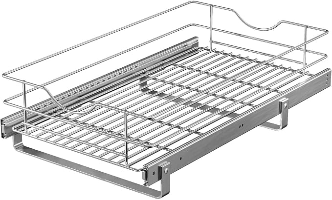 Pull Out Cabinet Organizer, (14½"W x 20" D) Soft Close Slide Out Drawer, 1 Tier Pull Out Cabient Shelf for Kitchen Base Cabinet Under Sink Space, Pantry Organization, Bathroom, Wire Basket - Image 8