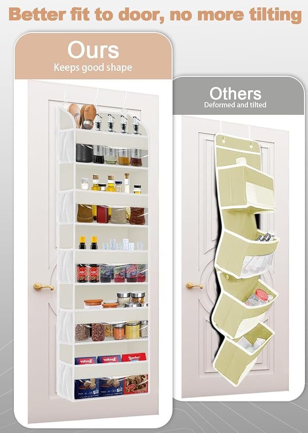 TAHAVICE 2 Pack Over the Door Storage Organizer with 5 Large Pockets | 44 lbs Weight Capacity & 10 Mesh Pockets Door Hanging Organizers and Storage for Bedroom,Bathroom,Nursery,Babyroom(Beige) - Image 2