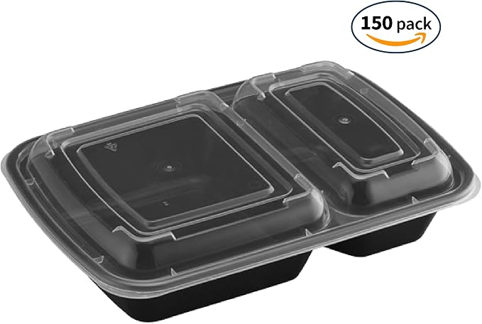 TIYA Food Containers - 32 oz Bulk 150 Pack with Lids - Plastic Compartment To-Go Boxes - Reusable, Microwavable, Dishwasher Safe - Leak-Proof for Meal Prep - BPA-Free - Image 2