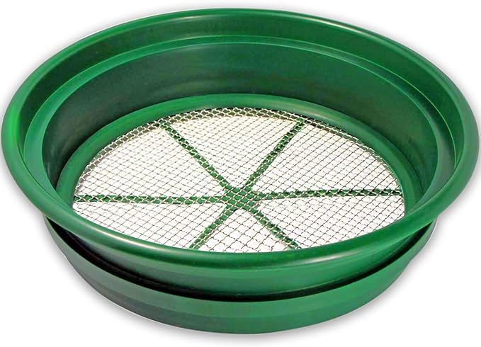SE 13.25 Inch Wide Stackable Classifier Gold Prospecting Pan - 1/8 Inch Stainless Steel Mesh Sifting Pan, Green by SE