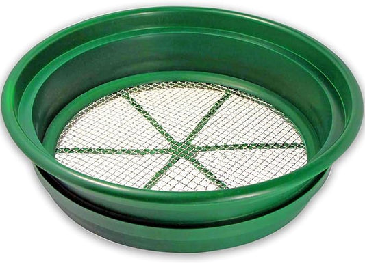 SE 13.25 Inch Wide Stackable Classifier Gold Prospecting Pan - 1/8 Inch Stainless Steel Mesh Sifting Pan, Green by SE