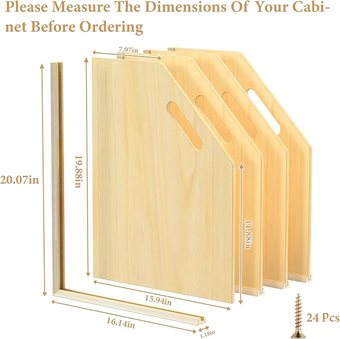4 Pack Wood Tray Dividers for Cabinet, Cookie Sheet Organizer for Cabinet | No cutting required, Premium Wood, 2 Assembly Methods, Kitchen Cabinet Dividers for Storing pans, Baking tray, Cutting Board - Image 2